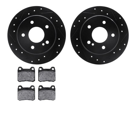 Dynamic Friction Company Rear Brake Rotors-Drilled and Slotted-Black with 5000 Euro Ceramic Brake Pads 8602-63029
